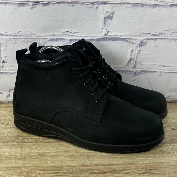 SAS Gretchen Black Slip Resistant Ankle Boots Women's 8.5 WW Double Wide Lace Up - Picture 1 of 8